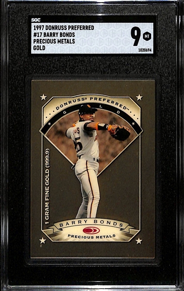 1997 Donruss Preferred Barry Bonds Precious Metals Gold Graded SGC 9