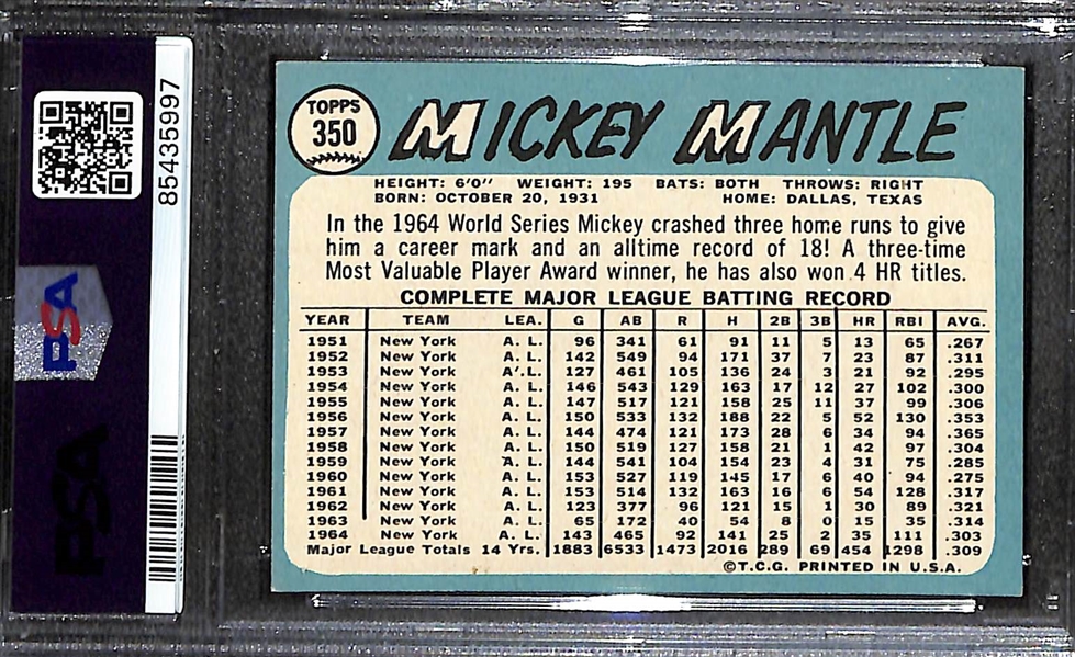1965 Topps Mickey Mantle #350 Graded PSA 7 (Near Mint!)