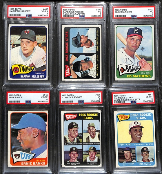 1965 Topps Near Complete Baseball Card Set (Missing the Mickey Mantle #350 Card) - Mostly VG-NM w. 19 PSA Graded Cards - Koufax (PSA 5), Mays (PSA 5), Aaron (PSA 3), McCovey (PSA 7), Rose (PSA 5)