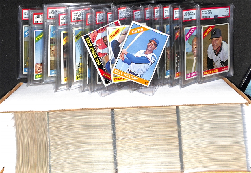 Complete 1966 Topps Baseball Card Set!  Includes 20 Graded Cards w. Maris (PSA 8), Clemente (PSA 6), Mantle (PSA 4), Rose (PSA 4), Mays (PSA 4), Aaron (PSA 4), Koufax (PSA 4), Banks (PSA 6), Gibson...