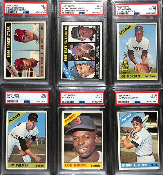 Complete 1966 Topps Baseball Card Set!  Includes 20 Graded Cards w. Maris (PSA 8), Clemente (PSA 6), Mantle (PSA 4), Rose (PSA 4), Mays (PSA 4), Aaron (PSA 4), Koufax (PSA 4), Banks (PSA 6), Gibson...