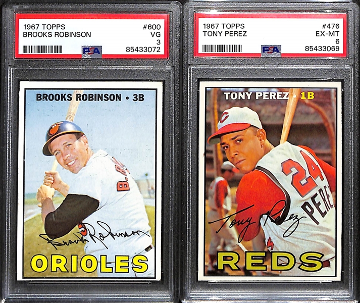 1967 Topps Complete Baseball Card Set (Missing the Tom Seaver Rookie #581 Card) - Mostly VG to Mint w. 18 PSA Graded Cards inc. Mantle (PSA 7ST), Brock (PSA 8), Killebrew (PSA 8OC), Clemente (PSA...