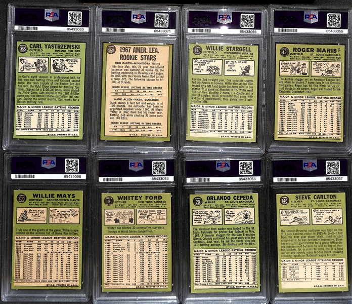 1967 Topps Complete Baseball Card Set (Missing the Tom Seaver Rookie #581 Card) - Mostly VG to Mint w. 18 PSA Graded Cards inc. Mantle (PSA 7ST), Brock (PSA 8), Killebrew (PSA 8OC), Clemente (PSA...