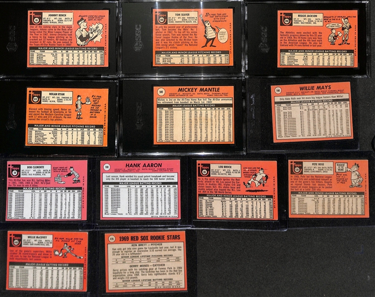 Complete 1969 Topps Baseball Card Set - All 664 Cards!  Includes 5 Graded Cards w. Mickey Mantle (SGC 5), Nolan Ryan (SGC 4), Reggie Jackson (SGC 4.5), Tom Seaver (SGC 6), Johnny Bench (SGC 2.5)