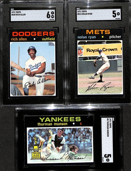 Complete 1971 Topps Baseball Card Set - All 752 Cards!  Includes 4 Graded Cards w. Roberto Clemente PSA 4, Richie Allen (SGC 6), Nolan Ryan (SGC 5), & Thurman Munson (SGC 5)