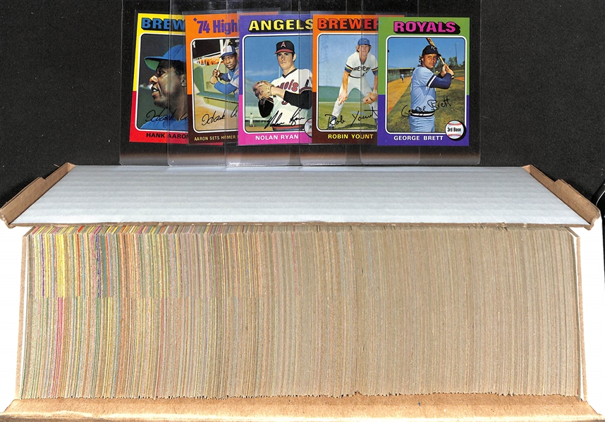 Complete 1975 Topps Baseball Card Set - All 660 Cards - w. George Brett RC & Robin Yount RC