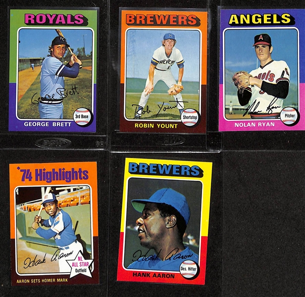 Complete 1975 Topps Baseball Card Set - All 660 Cards - w. George Brett RC & Robin Yount RC