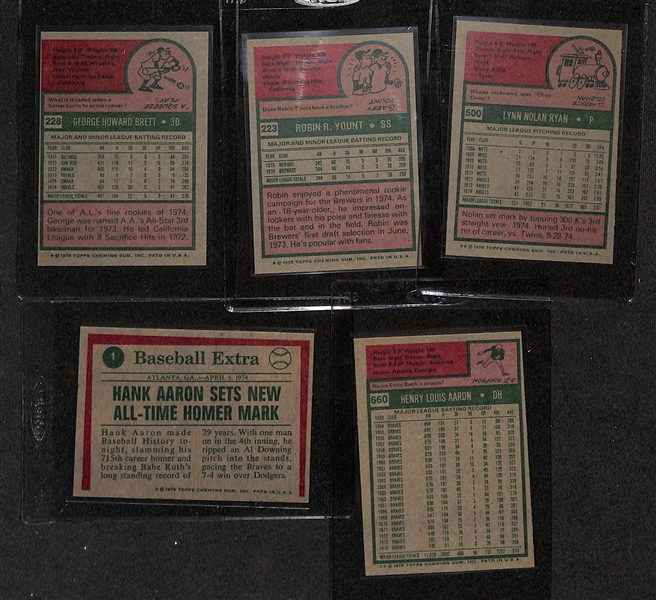 Complete 1975 Topps Baseball Card Set - All 660 Cards - w. George Brett RC & Robin Yount RC
