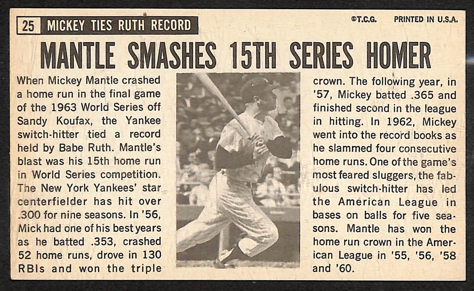 1964 Topps Giant Mickey Mantle Signed Card (+JSA Auction Letter)