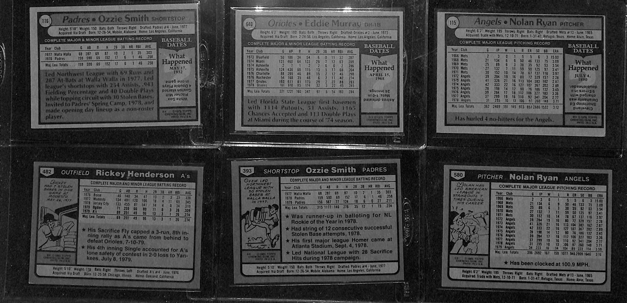 1979 & 1980 Topps Complete Baseball Sets (Both 726 cards) w. Ozzie Smith Rookie & Rickey Henderson Rookie