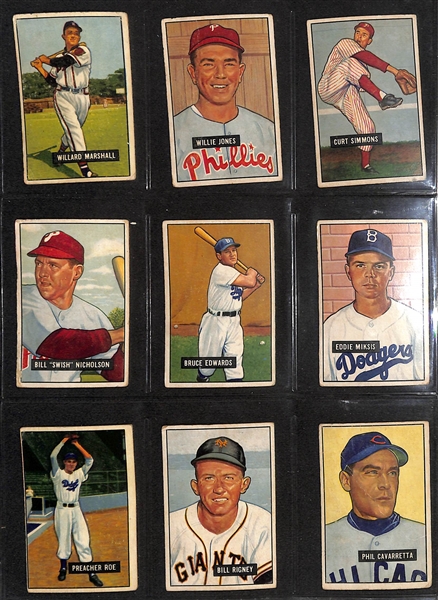  Lot of (50) 1951 Bowman Cards w. Roy Campanella & Bill Dickey