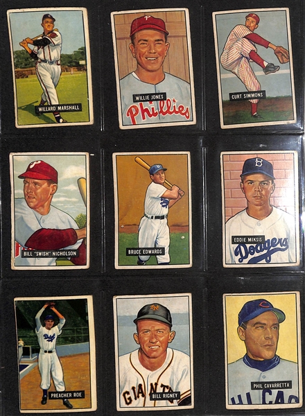  Lot of (50) 1951 Bowman Cards w. Roy Campanella & Bill Dickey
