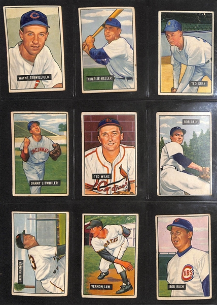  Lot of (50) 1951 Bowman Cards w. Roy Campanella & Bill Dickey
