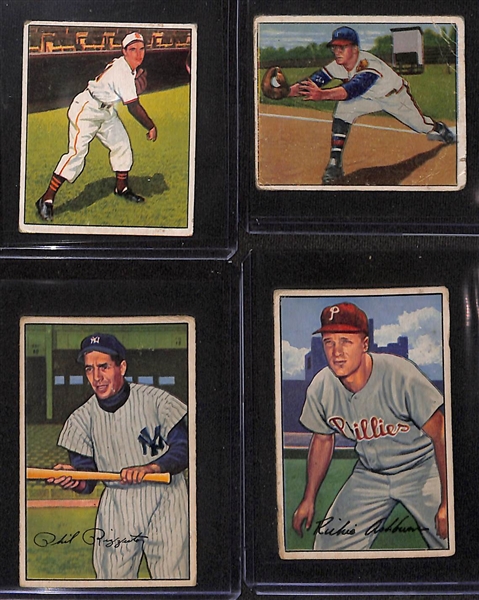  Lot of (16) 1951-1952 Topps & Bowman Baseball Cards w. 1951 Topps Bob Feller Red Back