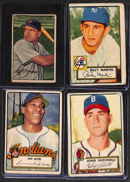  Lot of (16) 1951-1952 Topps & Bowman Baseball Cards w. 1951 Topps Bob Feller Red Back