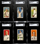 (6) 1909-10 T206 Piedmont Cigarettes Tobacco Cards (Each Graded SGC 4) - Knabe, Oldring (Fielding), Sharpe, Groom, Tenney, Lake (New York)
