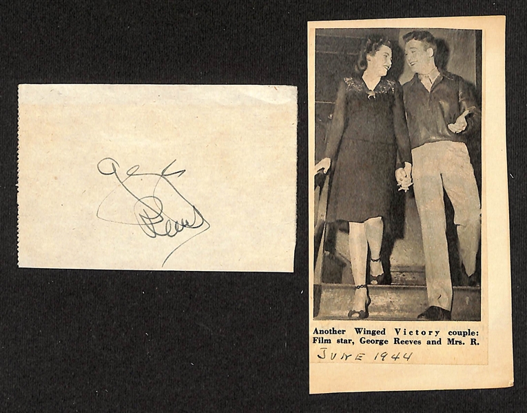 RARE Original Superman George Reeves Signed 3.5" x 2.5" Cut (JSA Auction Letter) - Died 1959 by Gunshot at 45 Years Old