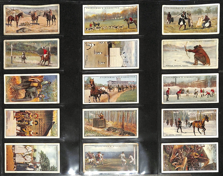 1929 Churchman's Sports Games & Many Lands Complete Set of (25) Cards w. Babe Ruth