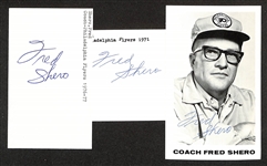 Lot of (3) Hockey Memorabilia Pieces Signed by Flyers Broad Street Bullies Head Coach and HOFer Fred Shero (JSA Auction Letter)