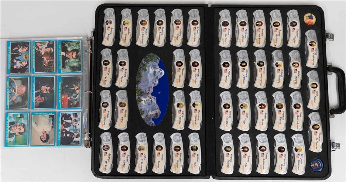 1976 Topps Happy Days Complete Set of (44) Cards & 2001 U.S. Presidential Pocket Knife Set of 43 with Case Presidents Washington to Bush In Original Briefcase