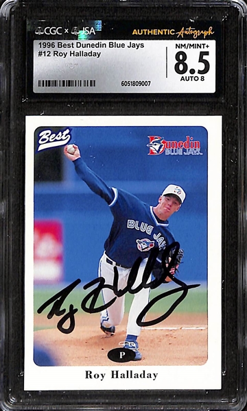 Signed Roy Halladay 1996 Minor League Rookie Card CGC/JSA 8.5, Auto Grade 8