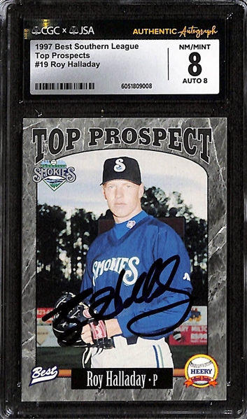 Signed Roy Halladay 1997 Minor League Rookie Card - CGC/JSA 8, Auto Grade 8
