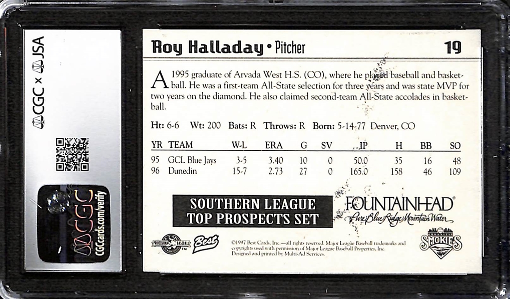 Signed Roy Halladay 1997 Minor League Rookie Card - CGC/JSA 8, Auto Grade 8