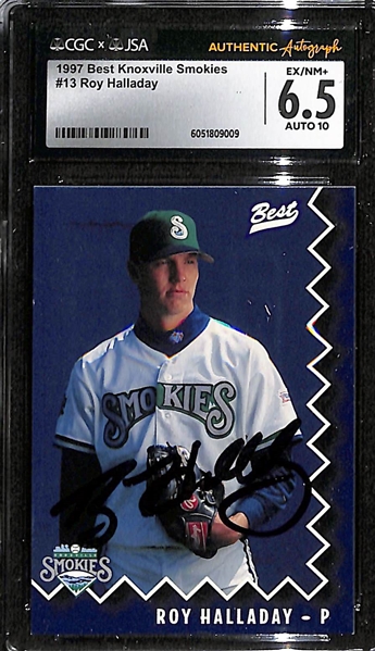 Signed Roy Halladay 1997 Minor League Rookie Card - CGC/JSA 6.5, Auto Grade 10!