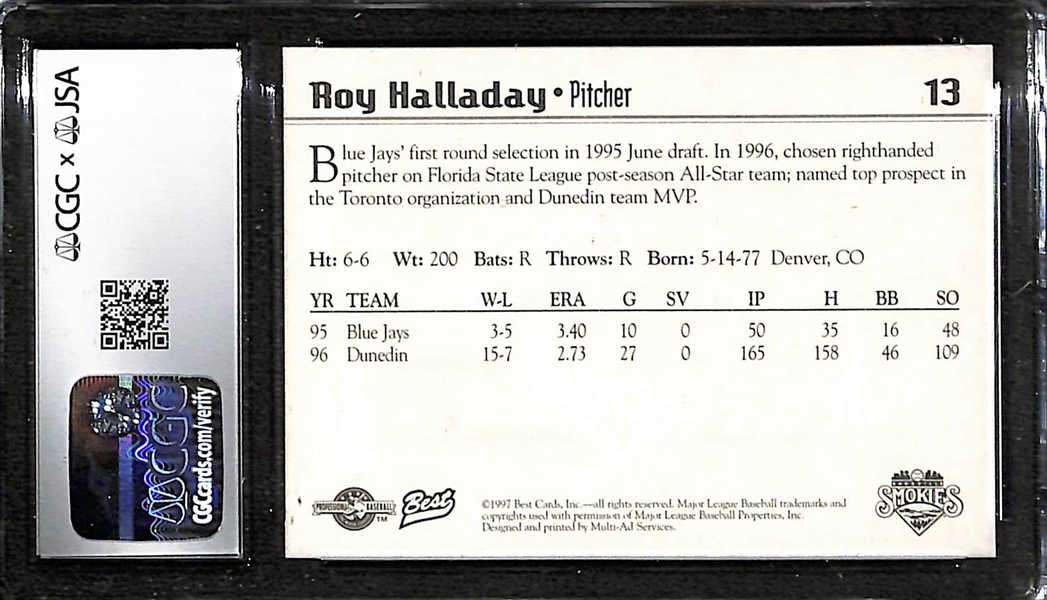 Signed Roy Halladay 1997 Minor League Rookie Card - CGC/JSA 6.5, Auto Grade 10!