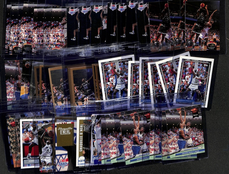Lot of (51) Shaquille O'Neal Rookie Cards (Inc. Insert Rookies) w. (3) Stadium Club Members Choice, (7) Upper Deck Trade Card, (6) Stadium Club, +