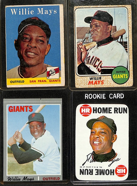 Lot of (4) Topps Willie Mays Baseball Cards w. 1958 Topps Willie Mays #5