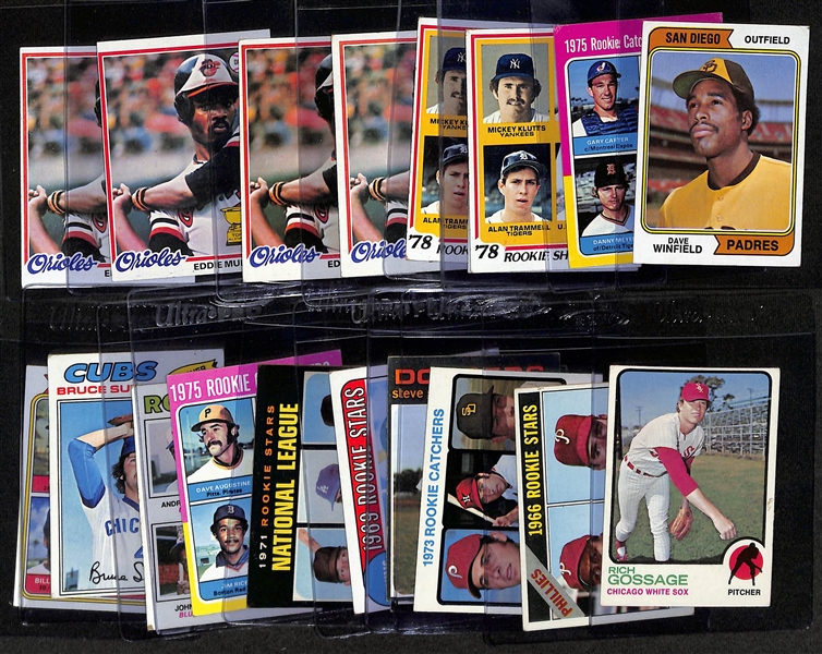 Lot of (20) 1960s-1970s Topps Baseball Rookie Cards inc. 1974 Dave Winfield, 1975 Gary Carter, (3) 1978 Paul Molitor/Alan Trammell, (4) Eddie Murray, +