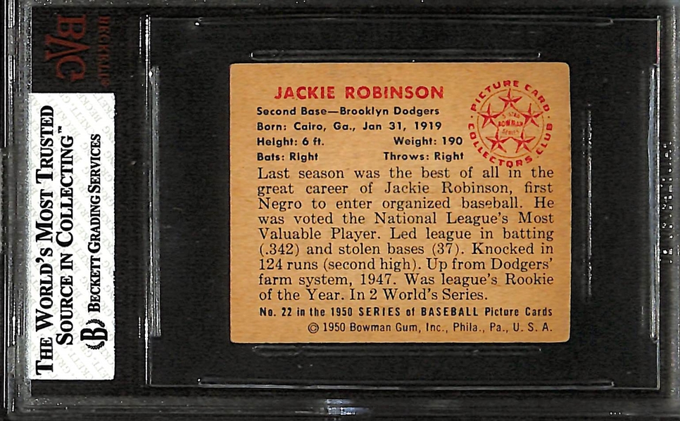 1950 Bowman Jackie Robinson Graded Beckett BVG 4.5
