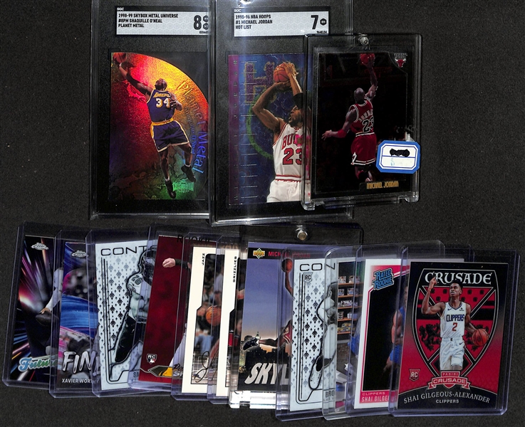 (14) Sports Cards w. 1998-99 Shaquille O'Neal (SGC 8), 1995 Hoops Hot List (SGC 7),  1998 Topps Chrome Michael Jordan, (2) Shai Gilgeous Alexander Rookies +