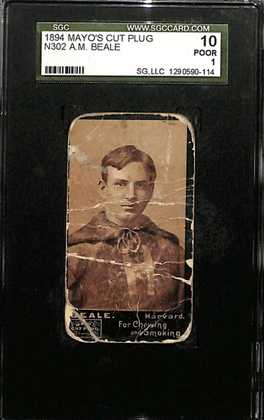 1894 Mayo's Cut Plug N302 A.M. Beale (Harvard Football) Graded SGC 1