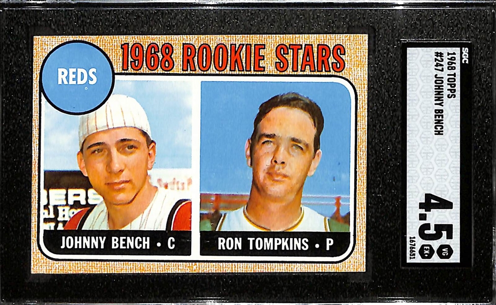 1968 Topps Johnny Bench Rookie Card #247 SGC 4.5