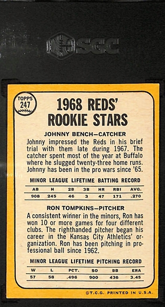 1968 Topps Johnny Bench Rookie Card #247 SGC 4.5