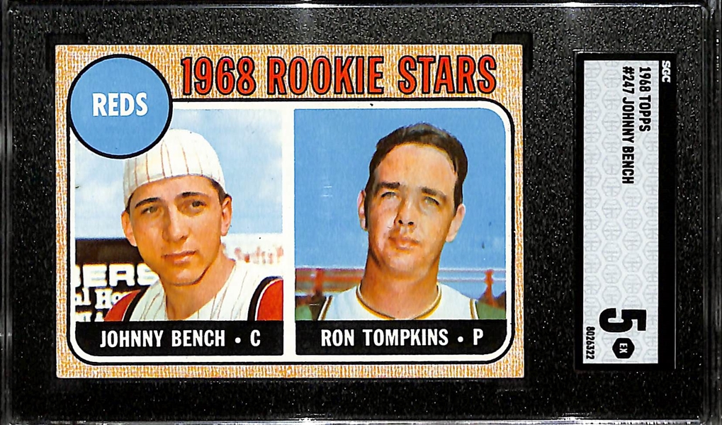 1968 Topps Johnny Bench Rookie Card #247 SGC 5