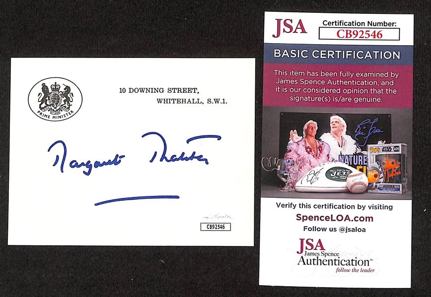 Margaret Thatcher (UK Prime Minister 1979-1990, d. 2013) Boldly Signed Official Prime Minister Calling Card (3.5"x4.5") - JSA COA