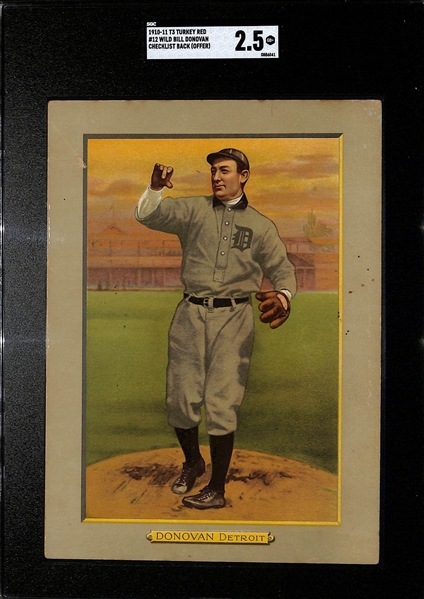 1910-11 Turkey Red Cigarette T3 Wild Bill Donovan Cabinet Card #12 (Checklist Back - Offer) Graded SGC 2.5