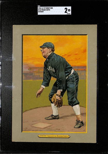 1910-11 Turkey Red Cigarette T3 Frank Smith Cabinet Card #118 (Advertisement Back) Graded SGC 2