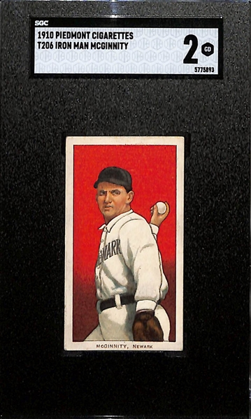 1910 T206 Iron Man McGinnity (HOF) Tobacco Card (Piedmont Cigarettes Back) Graded SGC 2