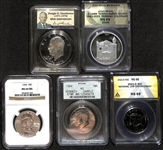 Lot of (2) Silver Dollars, (2) Silver Half Dollars, & (1) Clad/Silver NLE Half Dollar