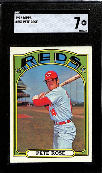 1972 Topps Pete Rose #559 (SGC 7) & 1975 Topps Hank Aaron Homer Record Highlights #1 (SGC 7.5)