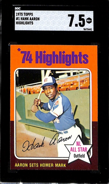 1972 Topps Pete Rose #559 (SGC 7) & 1975 Topps Hank Aaron Homer Record Highlights #1 (SGC 7.5)