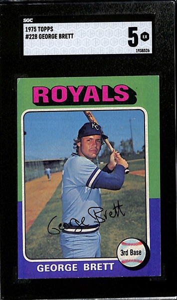 1975 Topps Rookie Lot - George Brett #228 (SGC 5) & Robin Yount #223 (SGC 6.5)