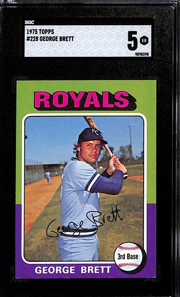 1975 Topps Rookie Lot - George Brett #228 (SGC 5) & Robin Yount #223 (SGC 6)