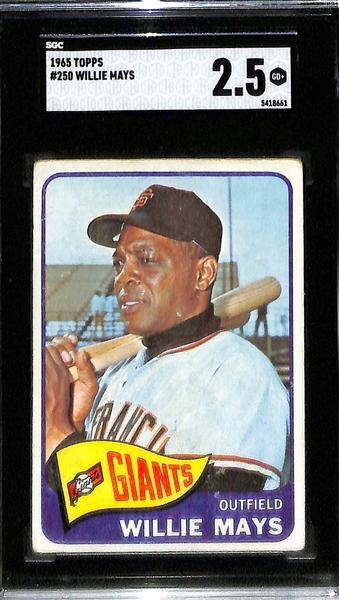 Lot of (3) Vintage HOFers - 1959 Koufax #163 (SGC 2), 1965 Koufax #300 (SGC 3), 1965 Willie Mays #250 (SGC 2.5)