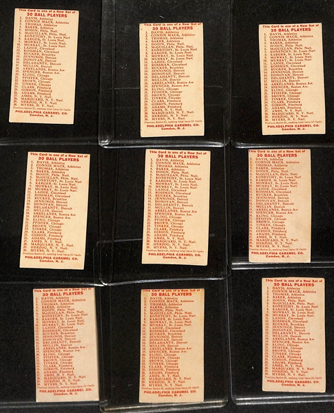 Lot of (9) 1910 E96 Philadelphia Caramel Cards w. George Gibson