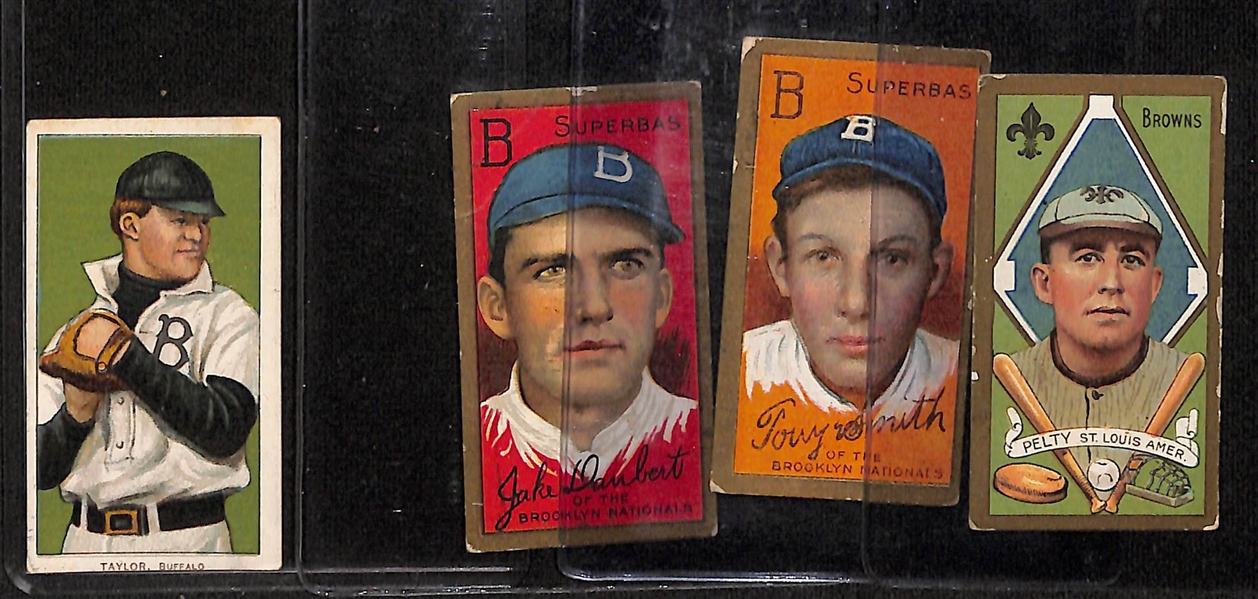 Lot of (3) T205 Cards w. Jake Daubert & (1) T206 Taylor, Buffalo Piedmont Back